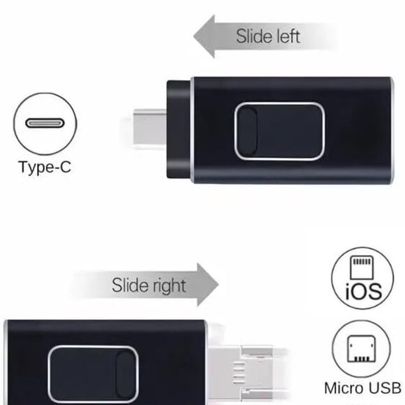 Acuvar 64GB USB 4-in-1 Flash Drive with Type C Adapter for Phone and iPad - Picture 3 of 9